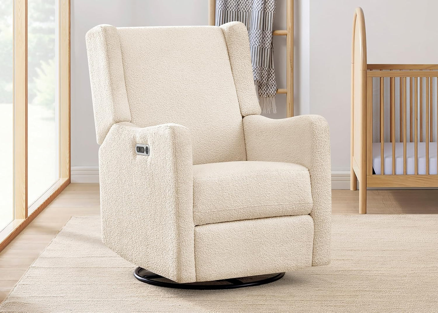 Mercer Electronic Power Recliner and Swivel Glider with USB Port in LiveSmart Performance Fabric - Water Repellent & Stain Resistant, Pearl