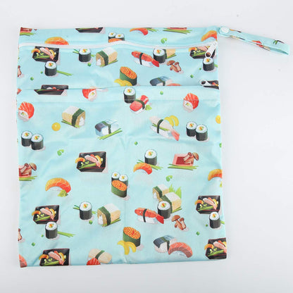 Wet Dry Bag Baby Cloth Diaper Nappy Insert Reusable Washable (Pink Flowers)