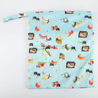 Wet Dry Bag Baby Cloth Diaper Nappy Insert Reusable Washable (Pink Flowers)