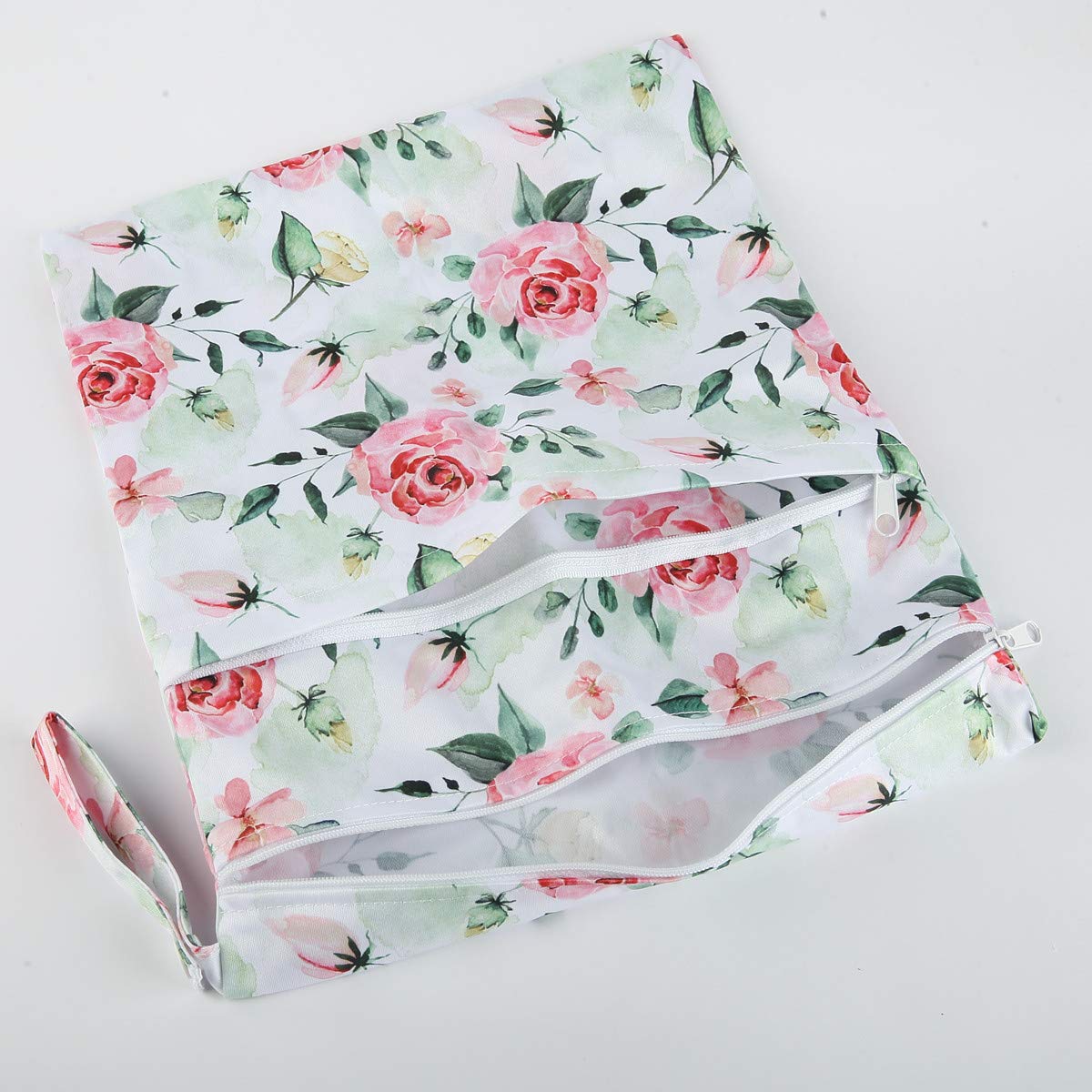 Wet Dry Bag Baby Cloth Diaper Nappy Insert Reusable Washable (Pink Flowers)
