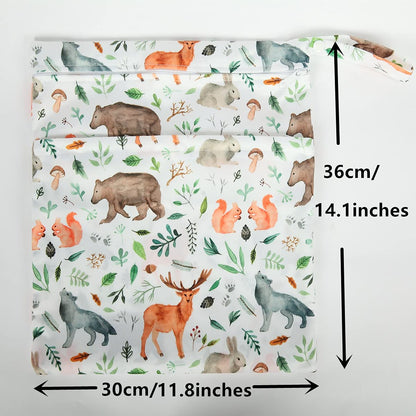 Wet Dry Bag Baby Cloth Diaper Nappy Insert Reusable Washable (Pink Flowers)