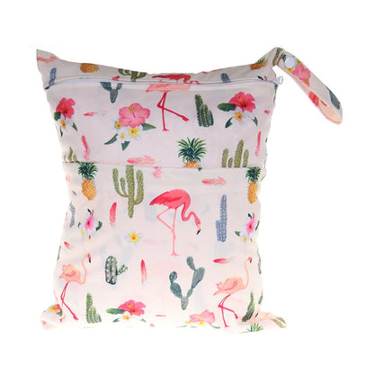Wet Dry Bag Baby Cloth Diaper Nappy Insert Reusable Washable (Pink Flowers)