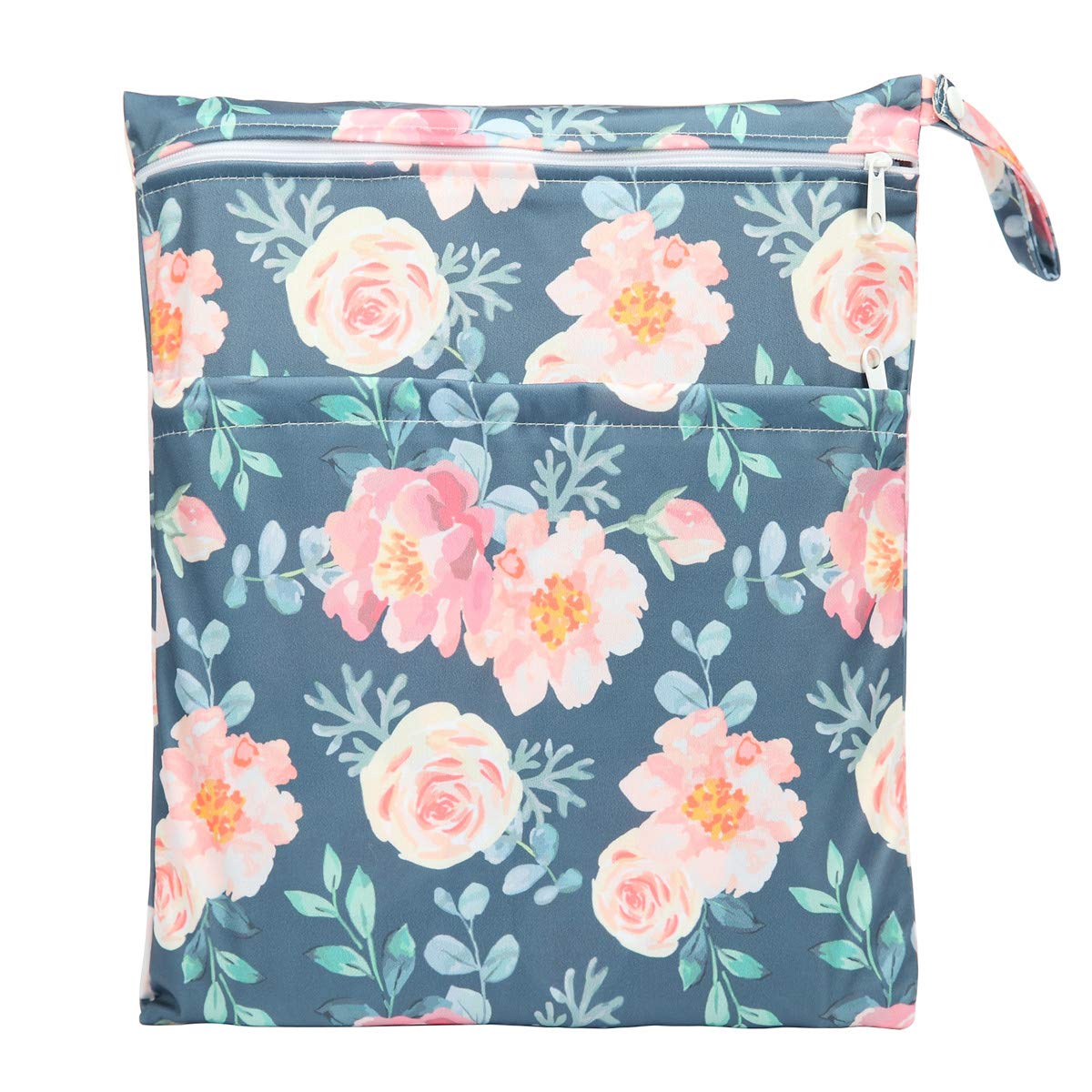 Wet Dry Bag Baby Cloth Diaper Nappy Insert Reusable Washable (Pink Flowers)