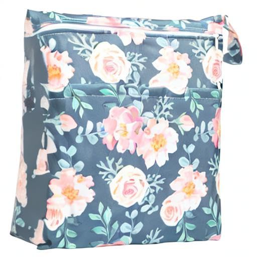 Wet Dry Bag Baby Cloth Diaper Nappy Insert Reusable Washable (Pink Flowers)