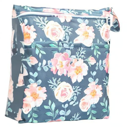 Wet Dry Bag Baby Cloth Diaper Nappy Insert Reusable Washable (Pink Flowers)