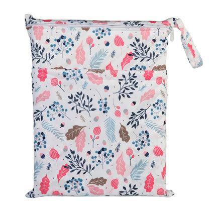 Wet Dry Bag Baby Cloth Diaper Nappy Insert Reusable Washable (Pink Flowers)