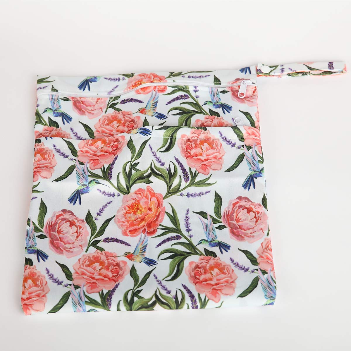 Wet Dry Bag Baby Cloth Diaper Nappy Insert Reusable Washable (Pink Flowers)