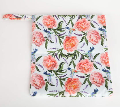 Wet Dry Bag Baby Cloth Diaper Nappy Insert Reusable Washable (Pink Flowers)