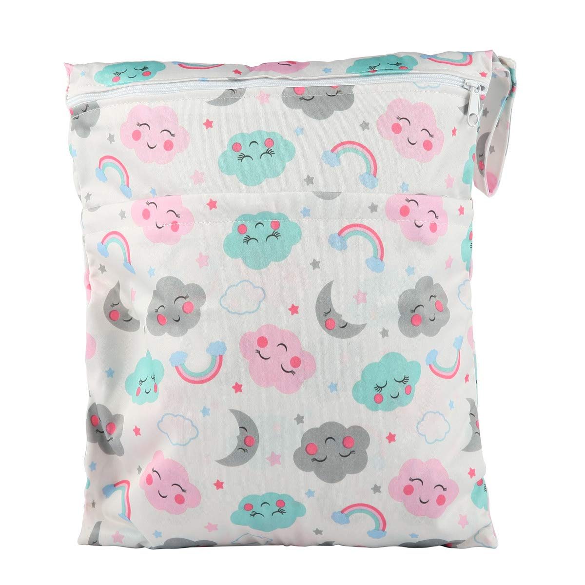 Wet Dry Bag Baby Cloth Diaper Nappy Insert Reusable Washable (Pink Flowers)