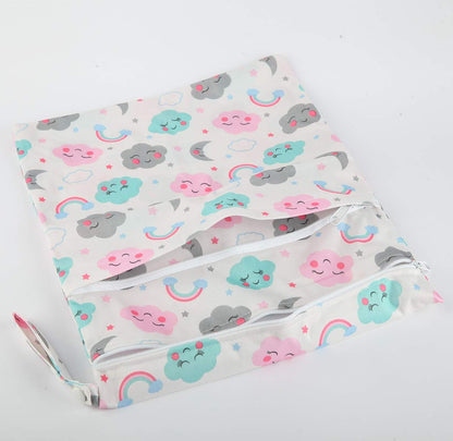 Wet Dry Bag Baby Cloth Diaper Nappy Insert Reusable Washable (Pink Flowers)