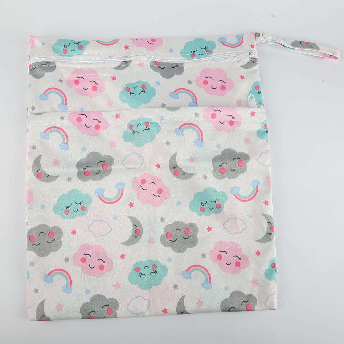 Wet Dry Bag Baby Cloth Diaper Nappy Insert Reusable Washable (Pink Flowers)
