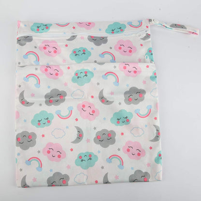Wet Dry Bag Baby Cloth Diaper Nappy Insert Reusable Washable (Pink Flowers)