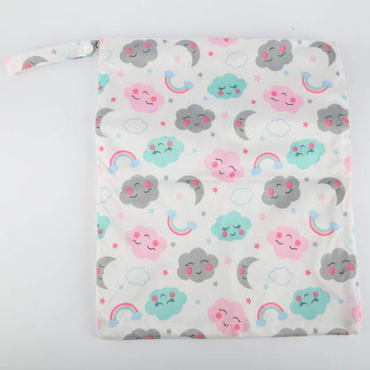 Wet Dry Bag Baby Cloth Diaper Nappy Insert Reusable Washable (Pink Flowers)