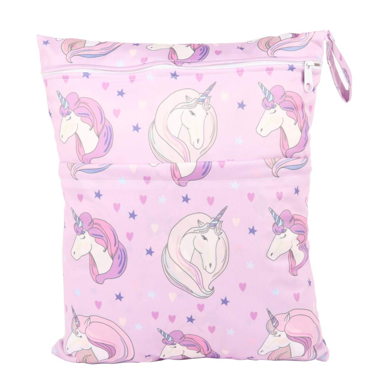 Wet Dry Bag Baby Cloth Diaper Nappy Insert Reusable Washable (Pink Flowers)