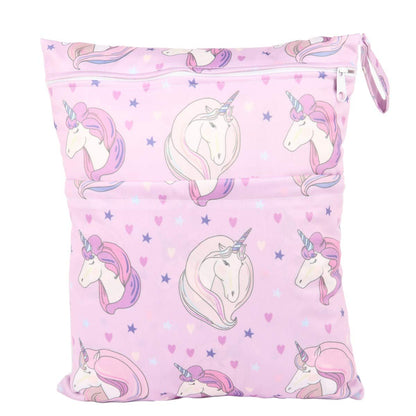 Wet Dry Bag Baby Cloth Diaper Nappy Insert Reusable Washable (Pink Flowers)