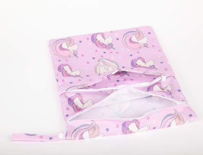 Wet Dry Bag Baby Cloth Diaper Nappy Insert Reusable Washable (Pink Flowers)