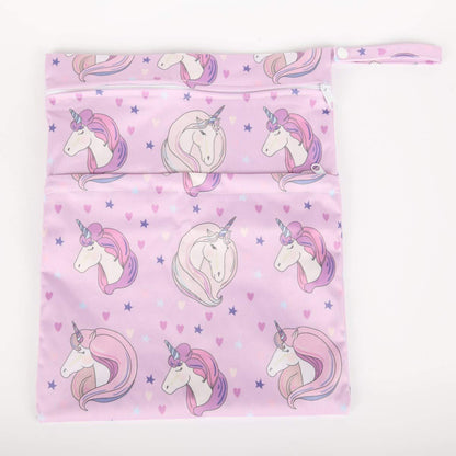 Wet Dry Bag Baby Cloth Diaper Nappy Insert Reusable Washable (Pink Flowers)