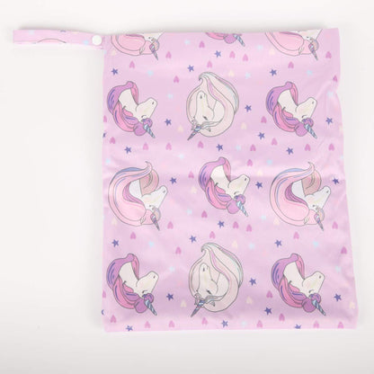 Wet Dry Bag Baby Cloth Diaper Nappy Insert Reusable Washable (Pink Flowers)