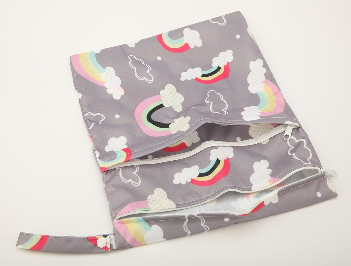 Wet Dry Bag Baby Cloth Diaper Nappy Insert Reusable Washable (Pink Flowers)