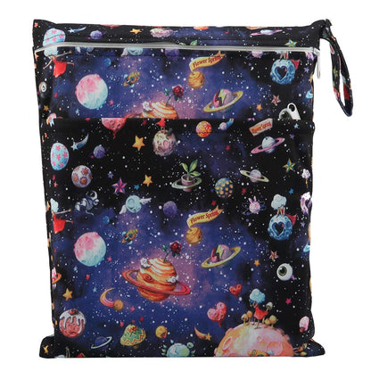 Wet Dry Bag Baby Cloth Diaper Nappy Insert Reusable Washable (Pink Flowers)