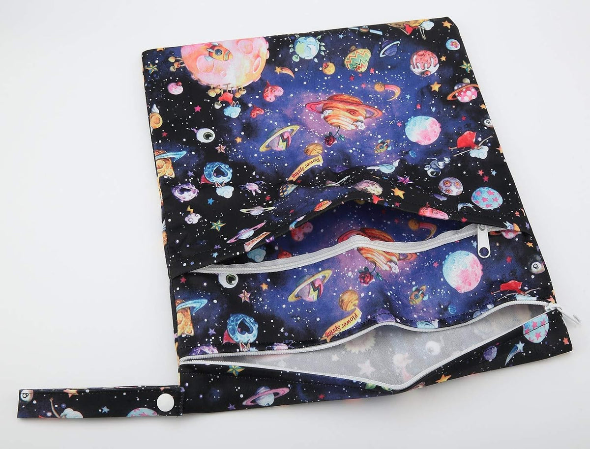 Wet Dry Bag Baby Cloth Diaper Nappy Insert Reusable Washable (Pink Flowers)