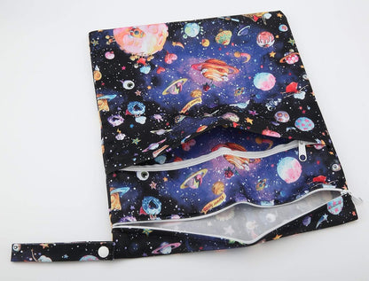Wet Dry Bag Baby Cloth Diaper Nappy Insert Reusable Washable (Pink Flowers)