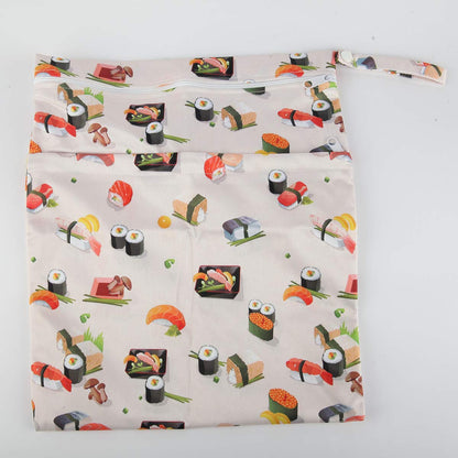 Wet Dry Bag Baby Cloth Diaper Nappy Insert Reusable Washable (Pink Flowers)
