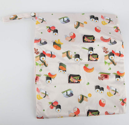 Wet Dry Bag Baby Cloth Diaper Nappy Insert Reusable Washable (Pink Flowers)