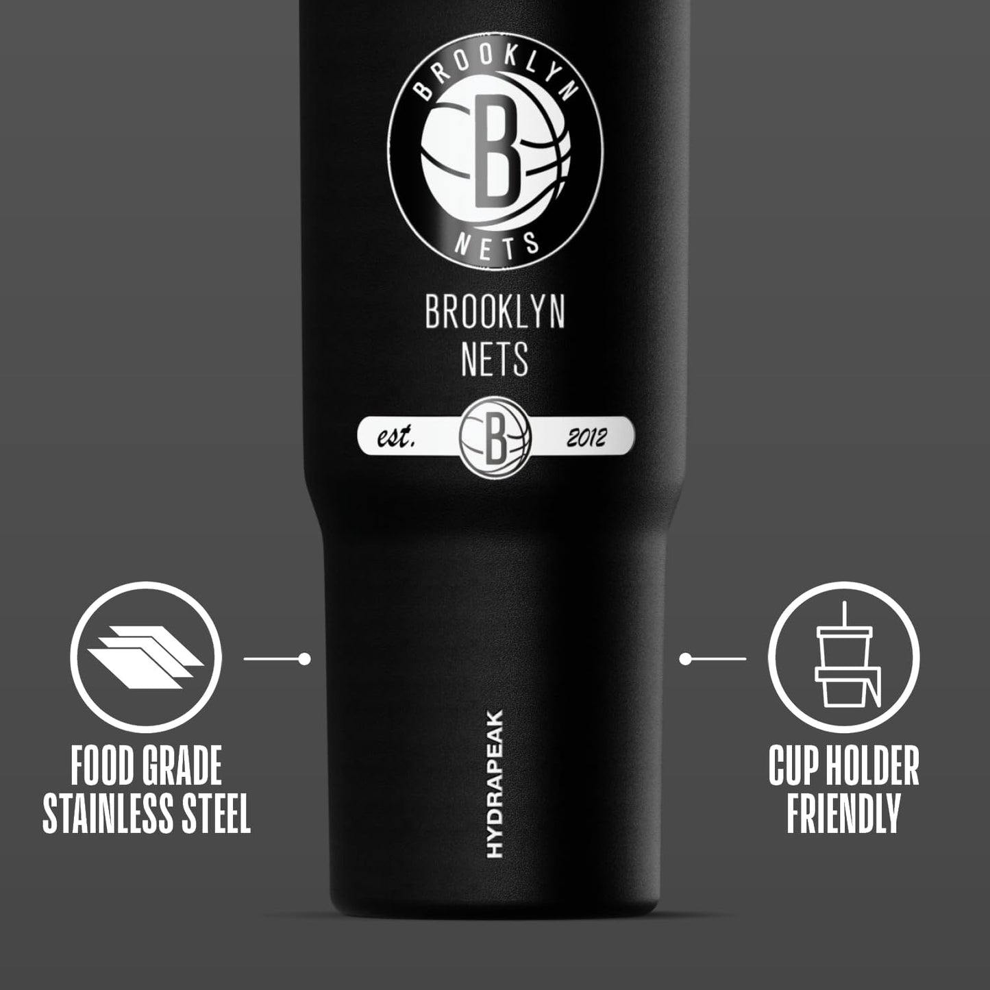 NBA Officially Licensed New York Knicks Nomad 32oz Insulated Stainless Steel Leakproof Travel Tumbler with Flexible Grip Handle, Straw Lid & Cupholder Friendly