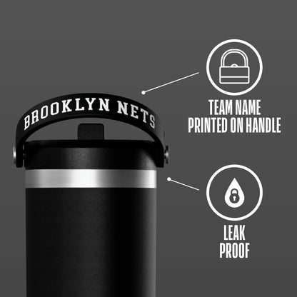 NBA Officially Licensed New York Knicks Nomad 32oz Insulated Stainless Steel Leakproof Travel Tumbler with Flexible Grip Handle, Straw Lid & Cupholder Friendly