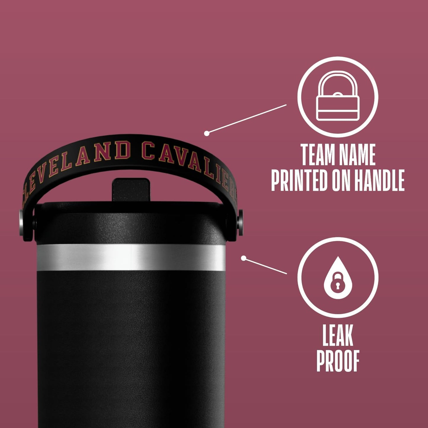 NBA Officially Licensed New York Knicks Nomad 32oz Insulated Stainless Steel Leakproof Travel Tumbler with Flexible Grip Handle, Straw Lid & Cupholder Friendly