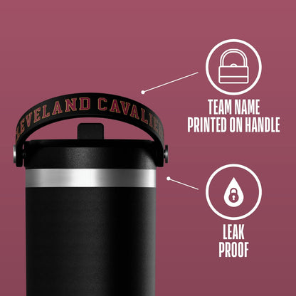 NBA Officially Licensed New York Knicks Nomad 32oz Insulated Stainless Steel Leakproof Travel Tumbler with Flexible Grip Handle, Straw Lid & Cupholder Friendly