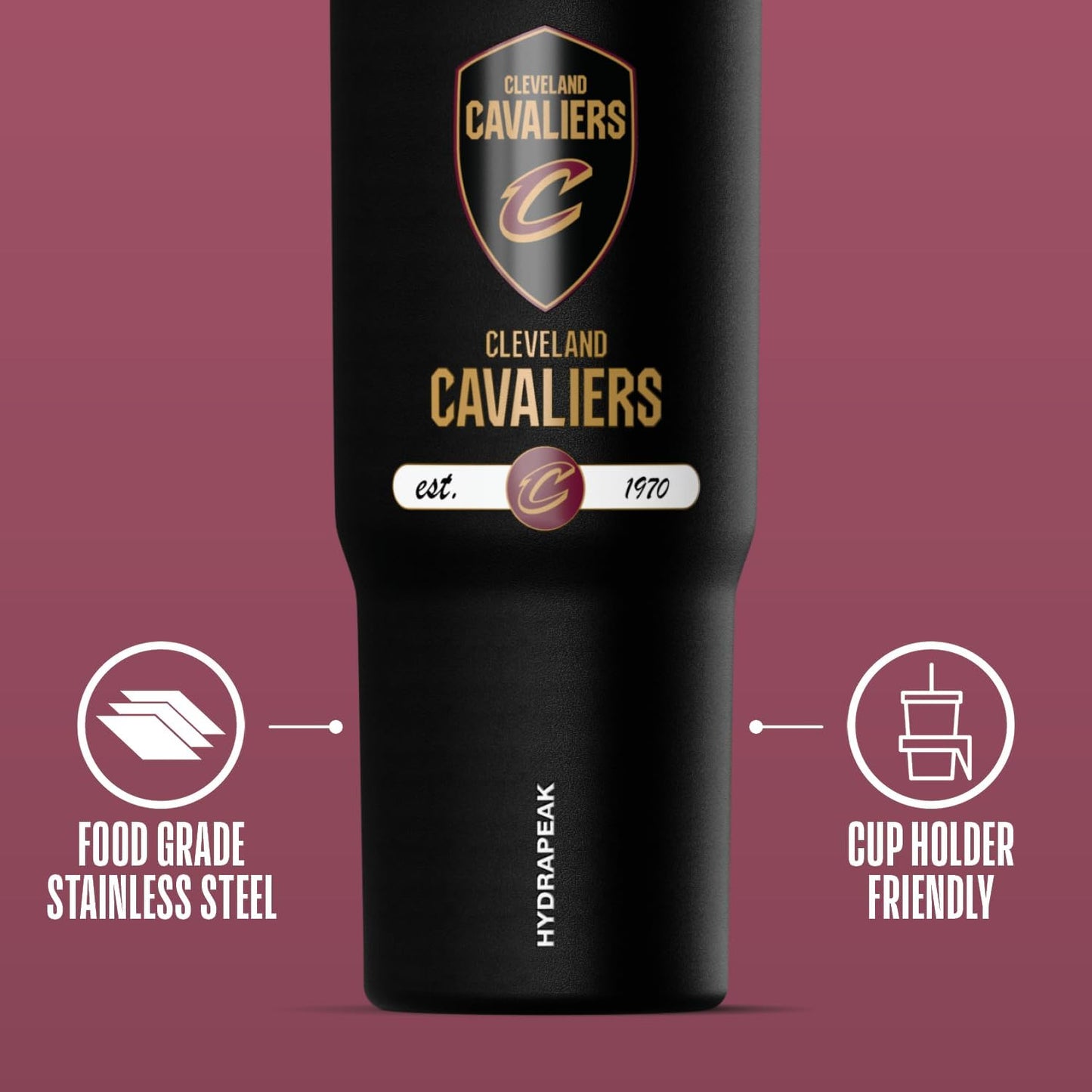 NBA Officially Licensed New York Knicks Nomad 32oz Insulated Stainless Steel Leakproof Travel Tumbler with Flexible Grip Handle, Straw Lid & Cupholder Friendly