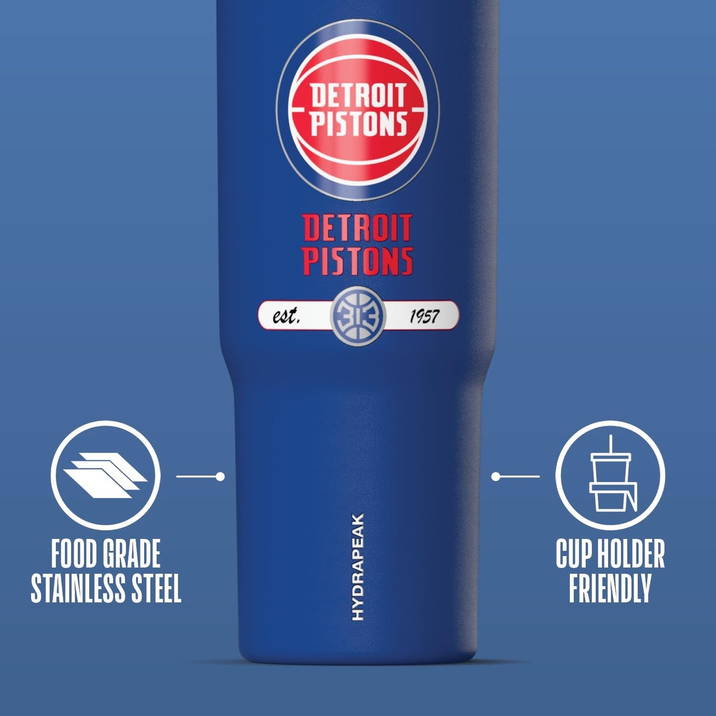 NBA Officially Licensed New York Knicks Nomad 32oz Insulated Stainless Steel Leakproof Travel Tumbler with Flexible Grip Handle, Straw Lid & Cupholder Friendly