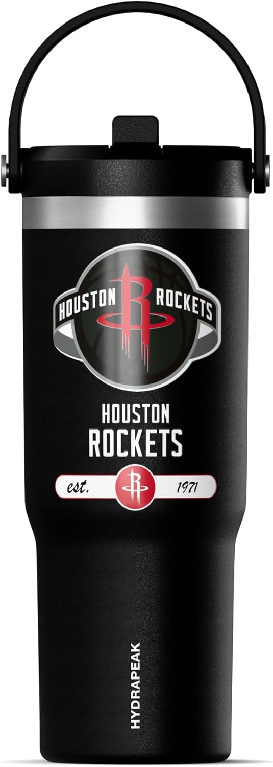 NBA Officially Licensed New York Knicks Nomad 32oz Insulated Stainless Steel Leakproof Travel Tumbler with Flexible Grip Handle, Straw Lid & Cupholder Friendly