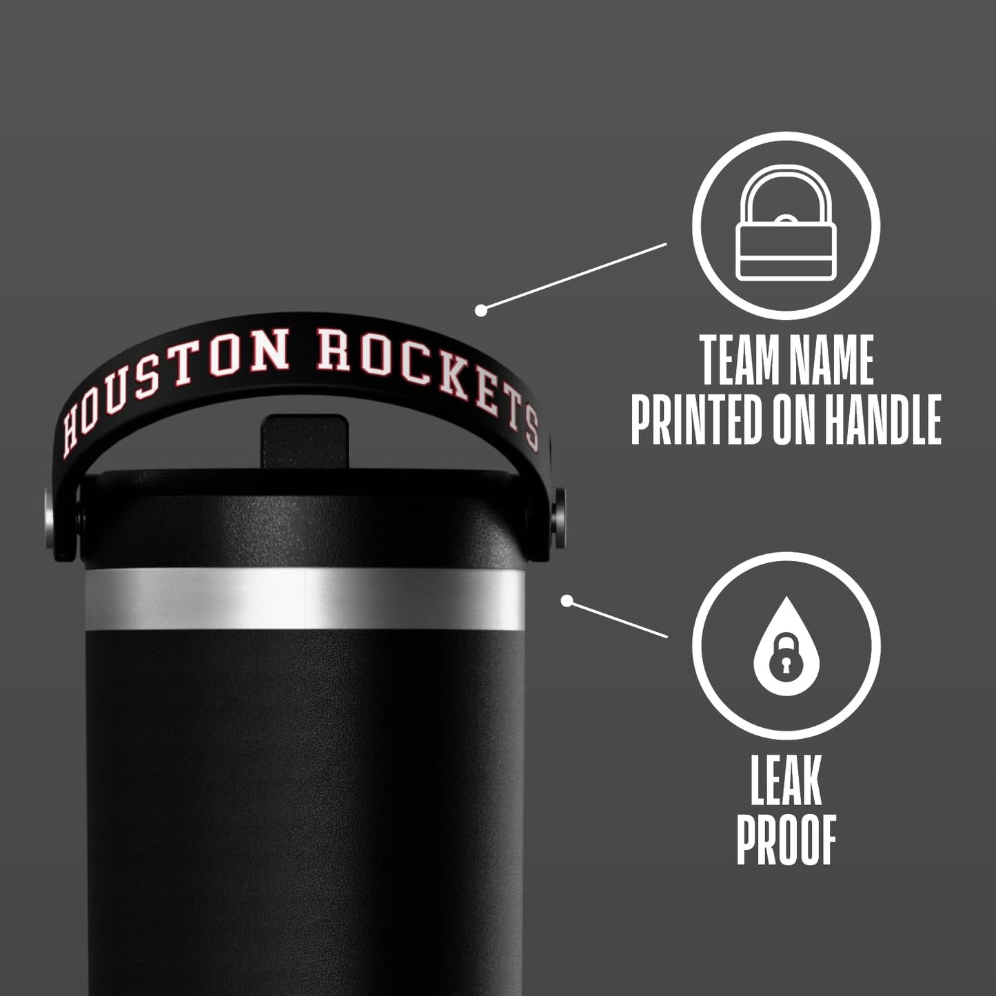 NBA Officially Licensed New York Knicks Nomad 32oz Insulated Stainless Steel Leakproof Travel Tumbler with Flexible Grip Handle, Straw Lid & Cupholder Friendly