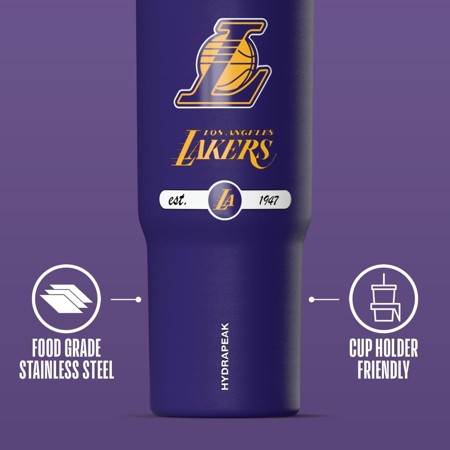 NBA Officially Licensed New York Knicks Nomad 32oz Insulated Stainless Steel Leakproof Travel Tumbler with Flexible Grip Handle, Straw Lid & Cupholder Friendly
