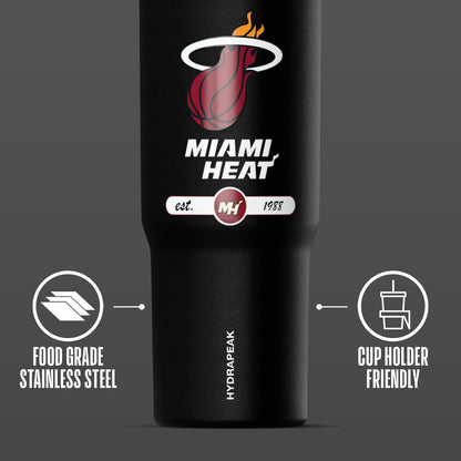 NBA Officially Licensed New York Knicks Nomad 32oz Insulated Stainless Steel Leakproof Travel Tumbler with Flexible Grip Handle, Straw Lid & Cupholder Friendly