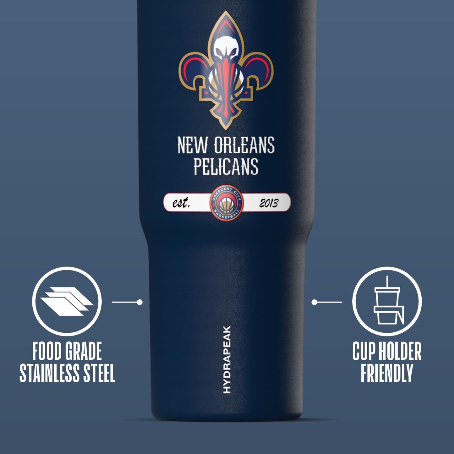 NBA Officially Licensed New York Knicks Nomad 32oz Insulated Stainless Steel Leakproof Travel Tumbler with Flexible Grip Handle, Straw Lid & Cupholder Friendly