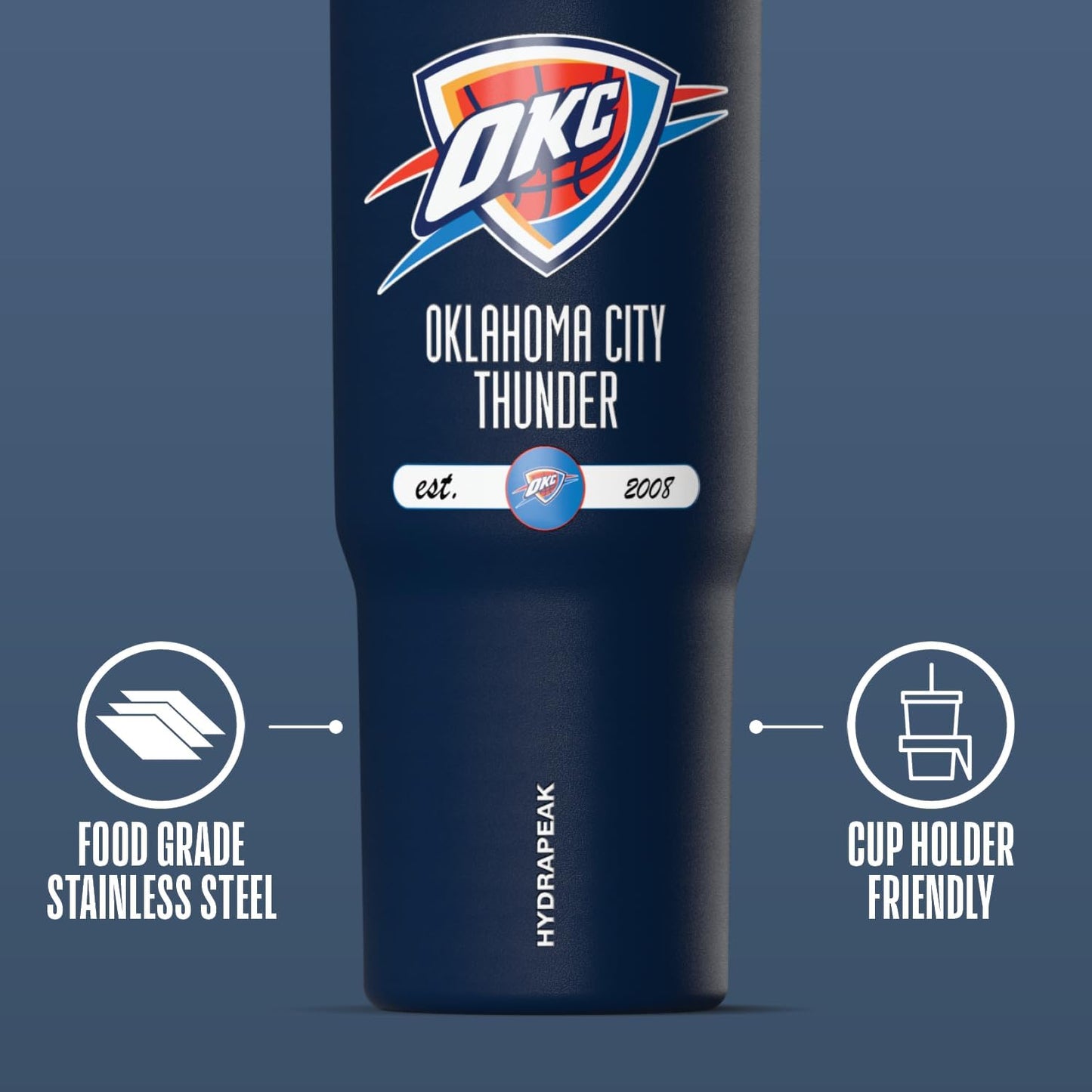 NBA Officially Licensed New York Knicks Nomad 32oz Insulated Stainless Steel Leakproof Travel Tumbler with Flexible Grip Handle, Straw Lid & Cupholder Friendly