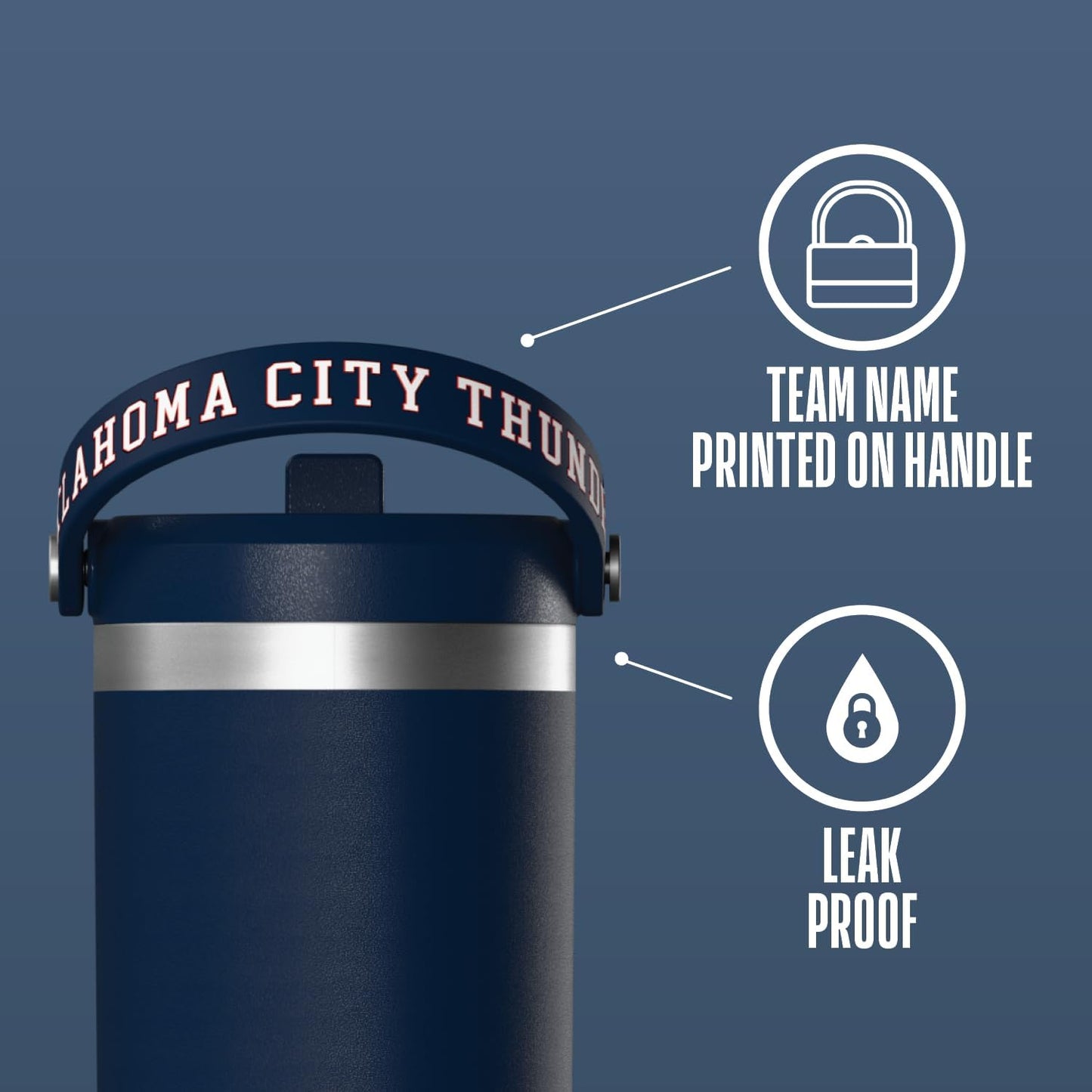 NBA Officially Licensed New York Knicks Nomad 32oz Insulated Stainless Steel Leakproof Travel Tumbler with Flexible Grip Handle, Straw Lid & Cupholder Friendly