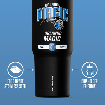 NBA Officially Licensed New York Knicks Nomad 32oz Insulated Stainless Steel Leakproof Travel Tumbler with Flexible Grip Handle, Straw Lid & Cupholder Friendly