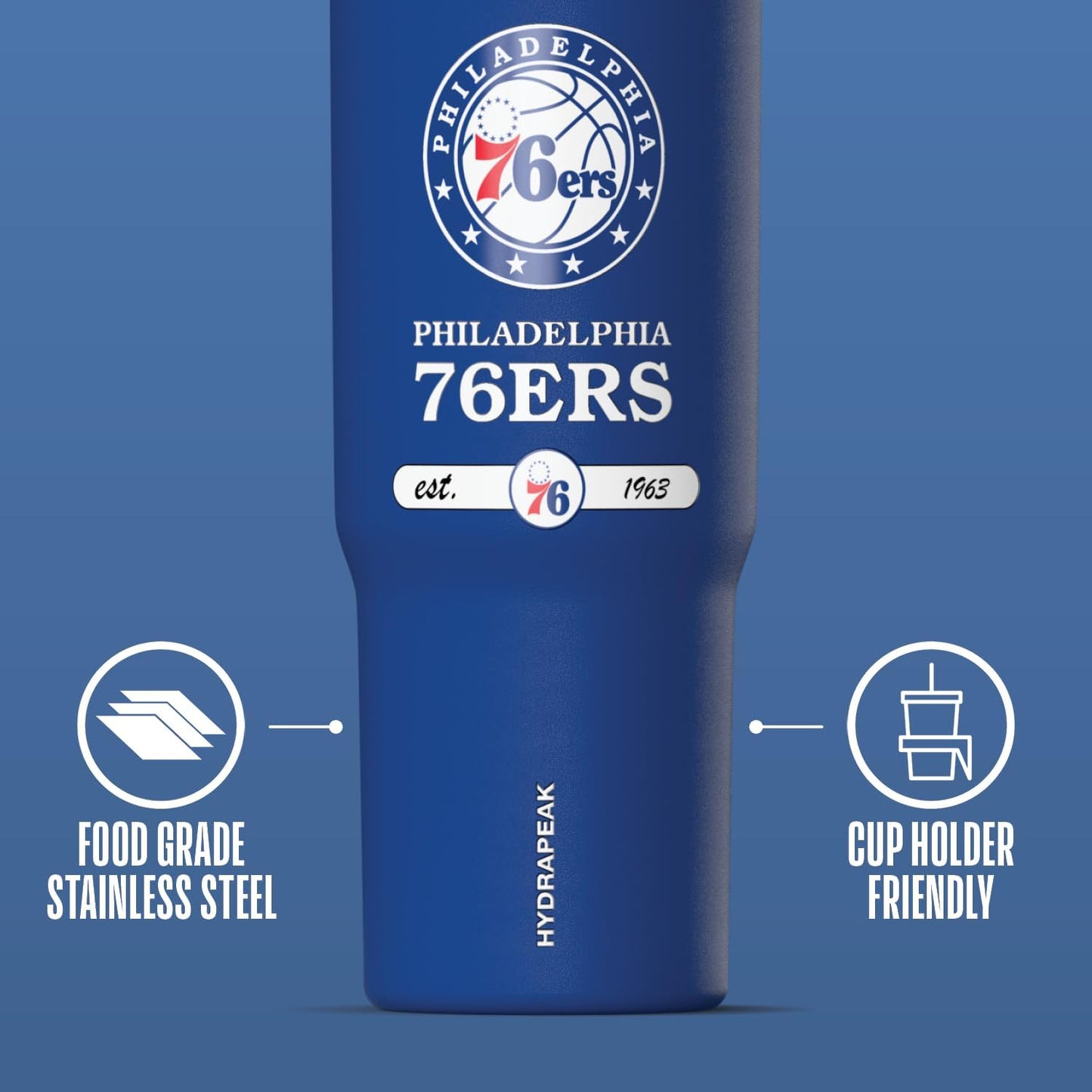 NBA Officially Licensed New York Knicks Nomad 32oz Insulated Stainless Steel Leakproof Travel Tumbler with Flexible Grip Handle, Straw Lid & Cupholder Friendly