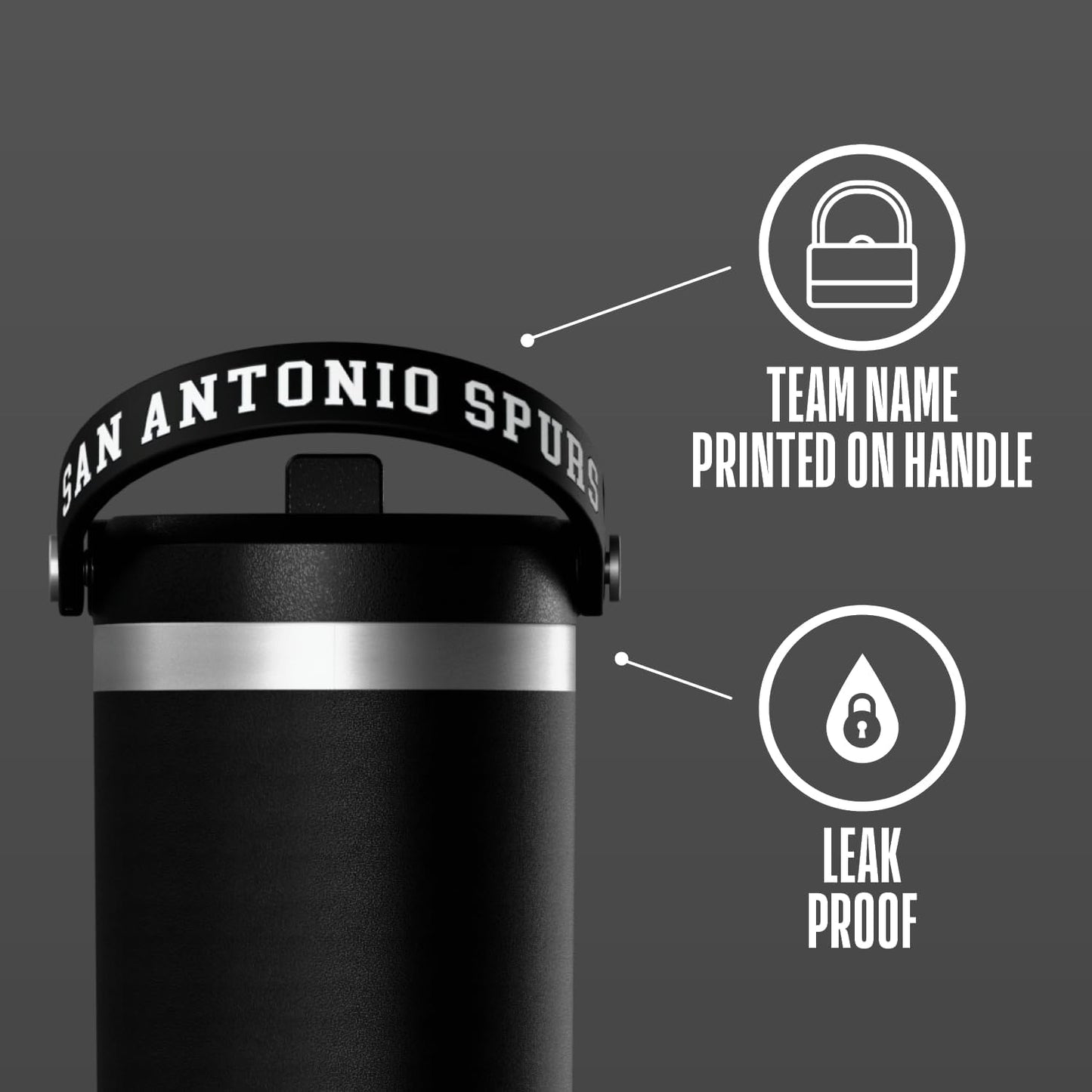 NBA Officially Licensed New York Knicks Nomad 32oz Insulated Stainless Steel Leakproof Travel Tumbler with Flexible Grip Handle, Straw Lid & Cupholder Friendly
