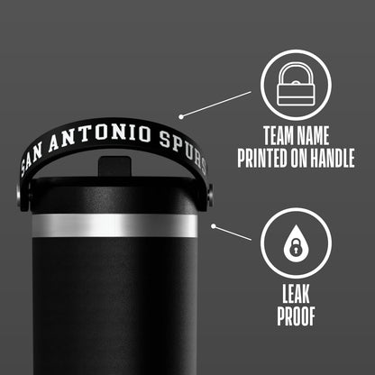 NBA Officially Licensed New York Knicks Nomad 32oz Insulated Stainless Steel Leakproof Travel Tumbler with Flexible Grip Handle, Straw Lid & Cupholder Friendly