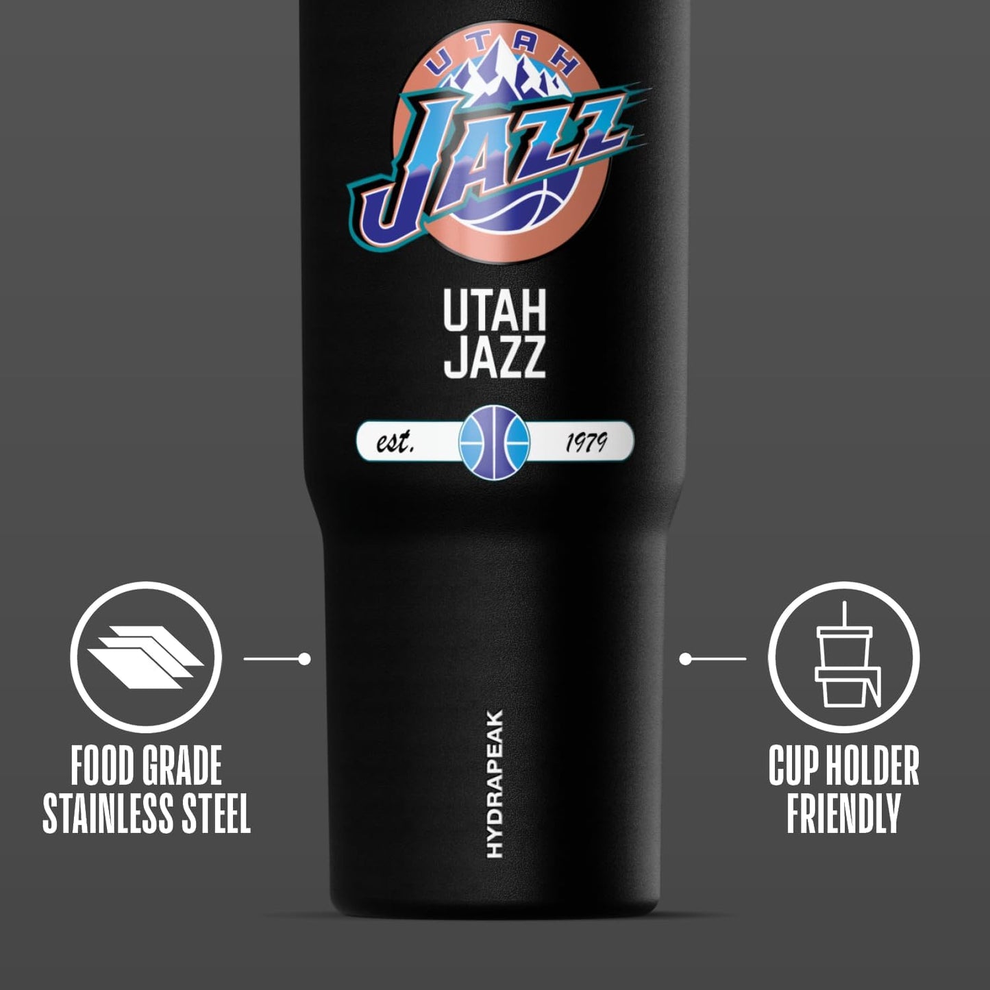 NBA Officially Licensed New York Knicks Nomad 32oz Insulated Stainless Steel Leakproof Travel Tumbler with Flexible Grip Handle, Straw Lid & Cupholder Friendly