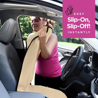 Car Seat Towel Cover for Post Gym Workout, Running, Swimming, and Hiking, 2 Pack Universal Fit Anti-Slip Waterproof Sweating Bucket Seat Protector for Cars, SUVs and Trucks, Black