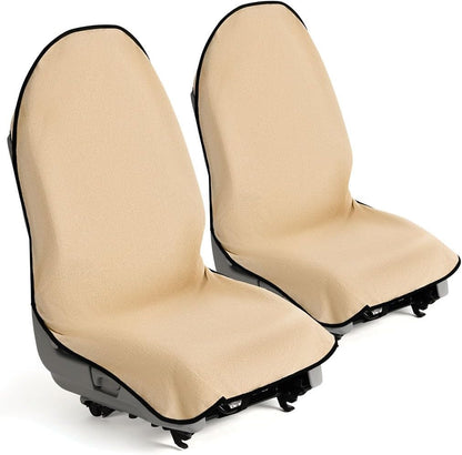 Car Seat Towel Cover for Post Gym Workout, Running, Swimming, and Hiking, 2 Pack Universal Fit Anti-Slip Waterproof Sweating Bucket Seat Protector for Cars, SUVs and Trucks, Black