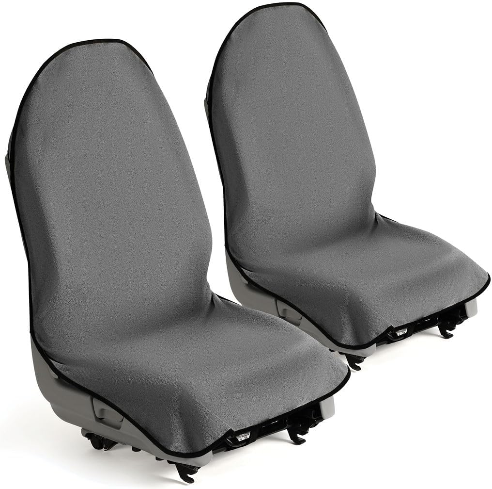 Car Seat Towel Cover for Post Gym Workout, Running, Swimming, and Hiking, 2 Pack Universal Fit Anti-Slip Waterproof Sweating Bucket Seat Protector for Cars, SUVs and Trucks, Black