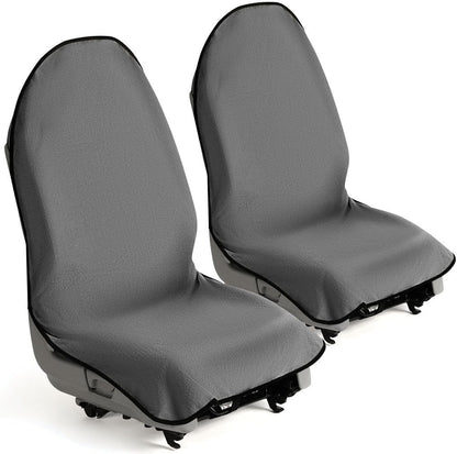 Car Seat Towel Cover for Post Gym Workout, Running, Swimming, and Hiking, 2 Pack Universal Fit Anti-Slip Waterproof Sweating Bucket Seat Protector for Cars, SUVs and Trucks, Black